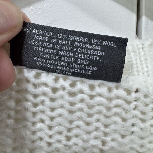 Wooden Ships Be Kind Sweater S/M Wool Mohair Knit Cream Delicate Lightweight - Picture 6 of 14